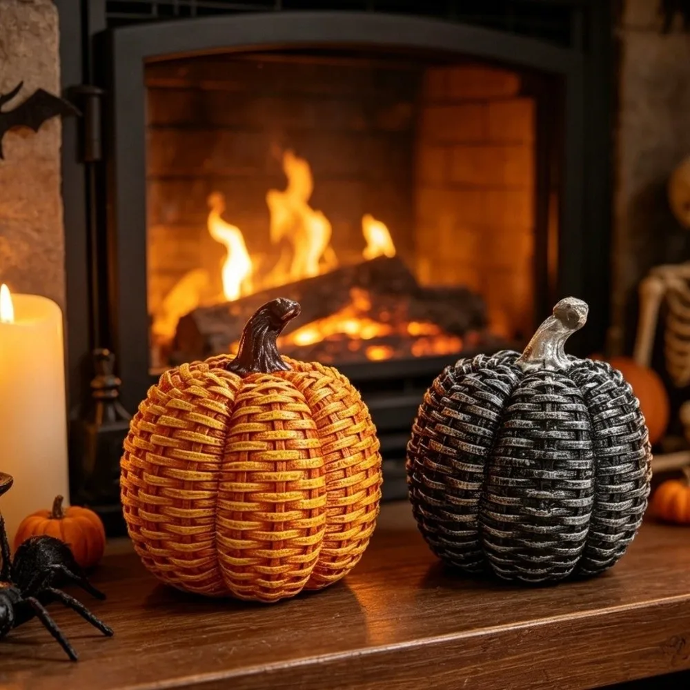 Resin Pumpkin Decors Retro Crafts Design Halloween Pumpkin Ornament Desktop Decorative Small Harvest Festival Ornament