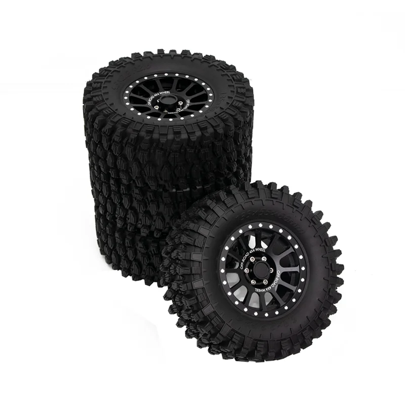 4Pcs 2.6 Inch Metal Beadlock Wheel Rim 135mm Rubber Tire Tyre for 1/10 RC Crawler Car Axial SCX10 Wraith RR10 Capra,