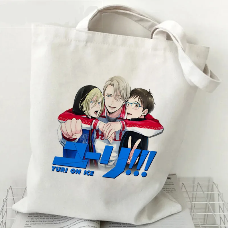 Fashion Yuri on Ice Anime Women\'s Shoulder Bag Casual Tote Eco-friendly Large Capacity Portable Travel Shopping Bag Schoolbag