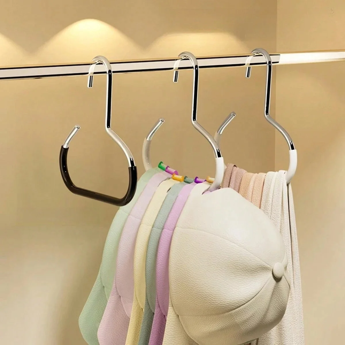 1/3/5pcs Durable Circle Ring Hat Hanger Closet Hat Hanger Baseball Cap Rack Organizer Hat Hanging Holder Scarf Towel Tie Storage