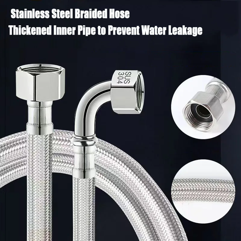 

G1/2 "304 плетеный шланг из нержавеющей стали водонагреватель угловой клапан для унитаза кран впускная труба для горячей и холодной воды аксессуары для ванной комнаты