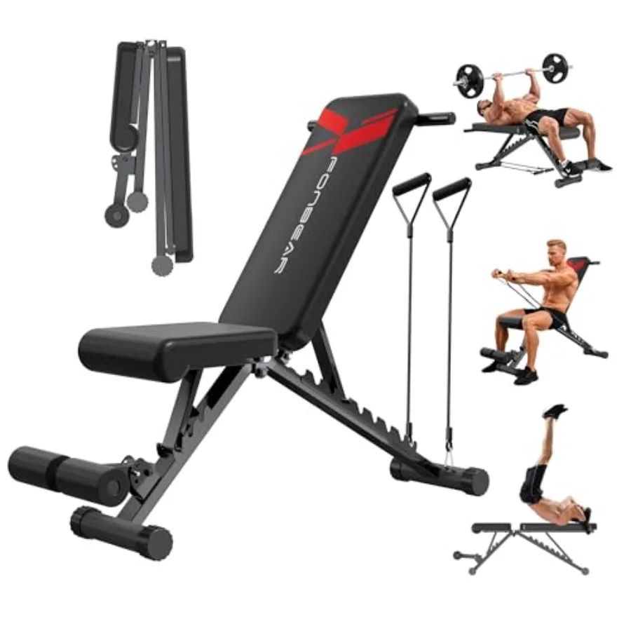 Adjustable Weight Bench 660LBS Foldable Workout Bench for Full Body Strength Training Multifunctional Bench Press Incline Decli
