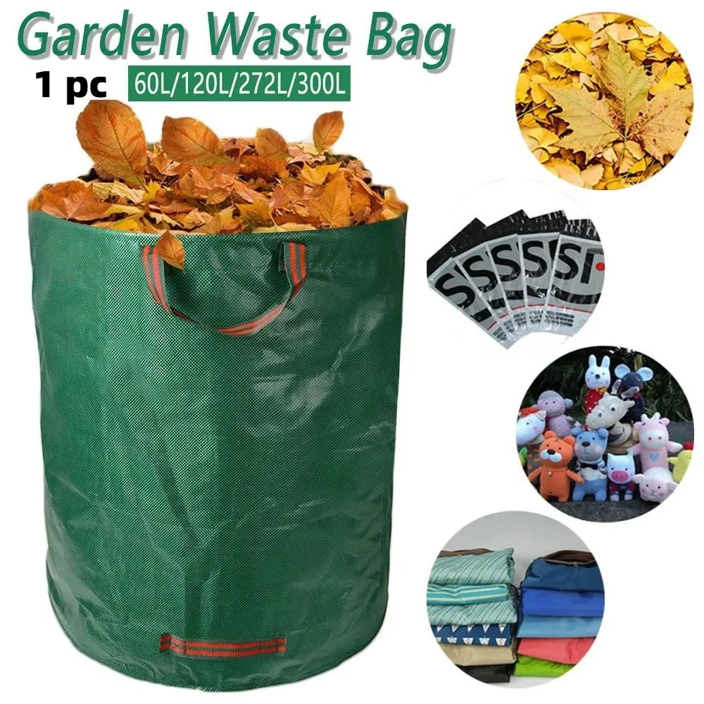 1Pcs Large Capacity Garden Waste Bag Waterproof Reusable Leaf Sack for Yard Leaf 60/120/272/300l