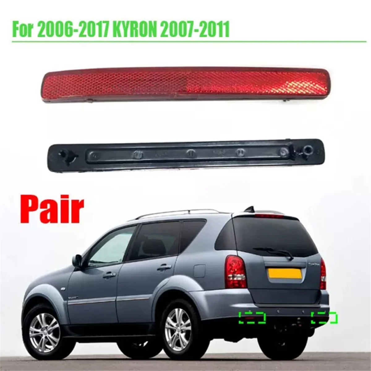 1 Pair Rear Bumper Reflector Assy Rear Bumper Brake Lights for Ssangyong Rexton Kyron 2006-2011 8390108B00 8390208B00