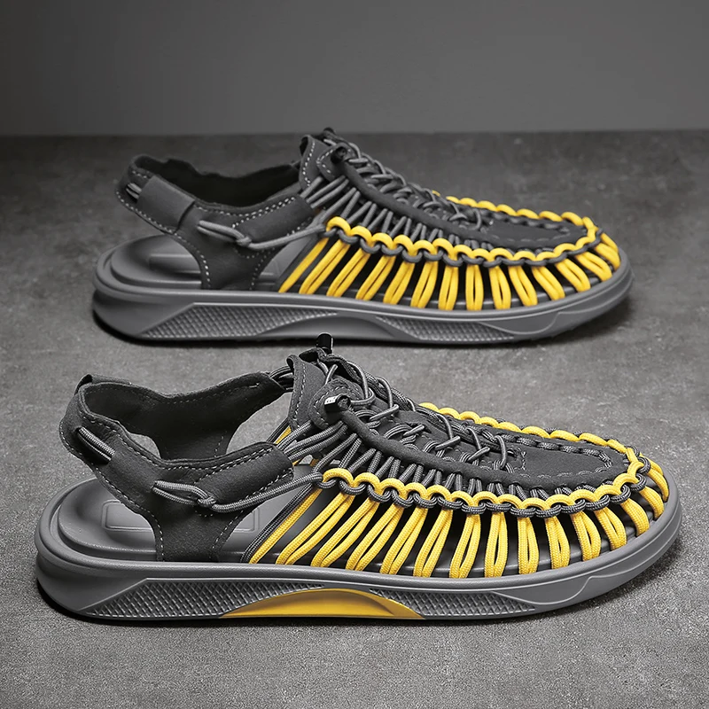 

Summer Men Sandals Genuine Leather Mens Casual Shoes Outdoor Men Leather Sandals for Men Beach Shoes Roman mens Shoes