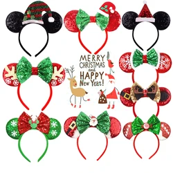 Christmas Mickey Mouse sequins Headbands Mickey ears Bow Headbands, Hair Accessories, Amusement Park Hair Accessories