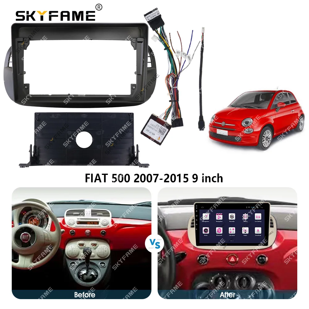SKYFAME إطار السيارة فآسيا محول أندرويد راديو داش تركيب لوحة عدة لشركة فيات 500