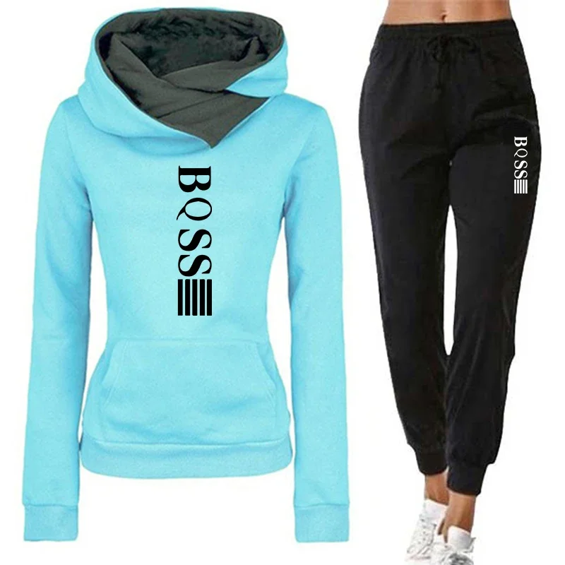 Womens Tracksuit Autumn Winter Warm Hooded Sweatshirts Female Jogging Sweatpants Fashion Versatile Woman Clothing Sports Outfits