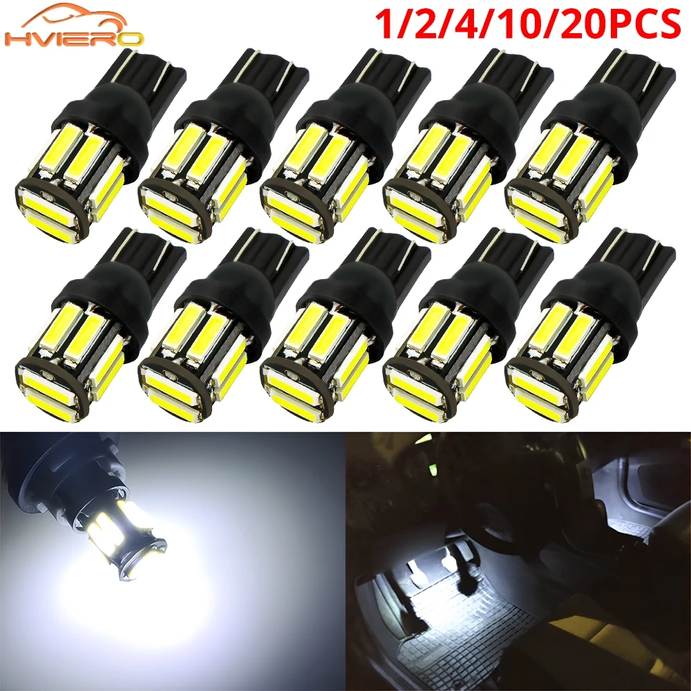 

1/2/4/10/pcs T10 W5W 10SMD Car LED 194 168 Wedge Turn Signal Reverse Bulb Dome Door Reading Lamp Front Side Clearance Lights 12V