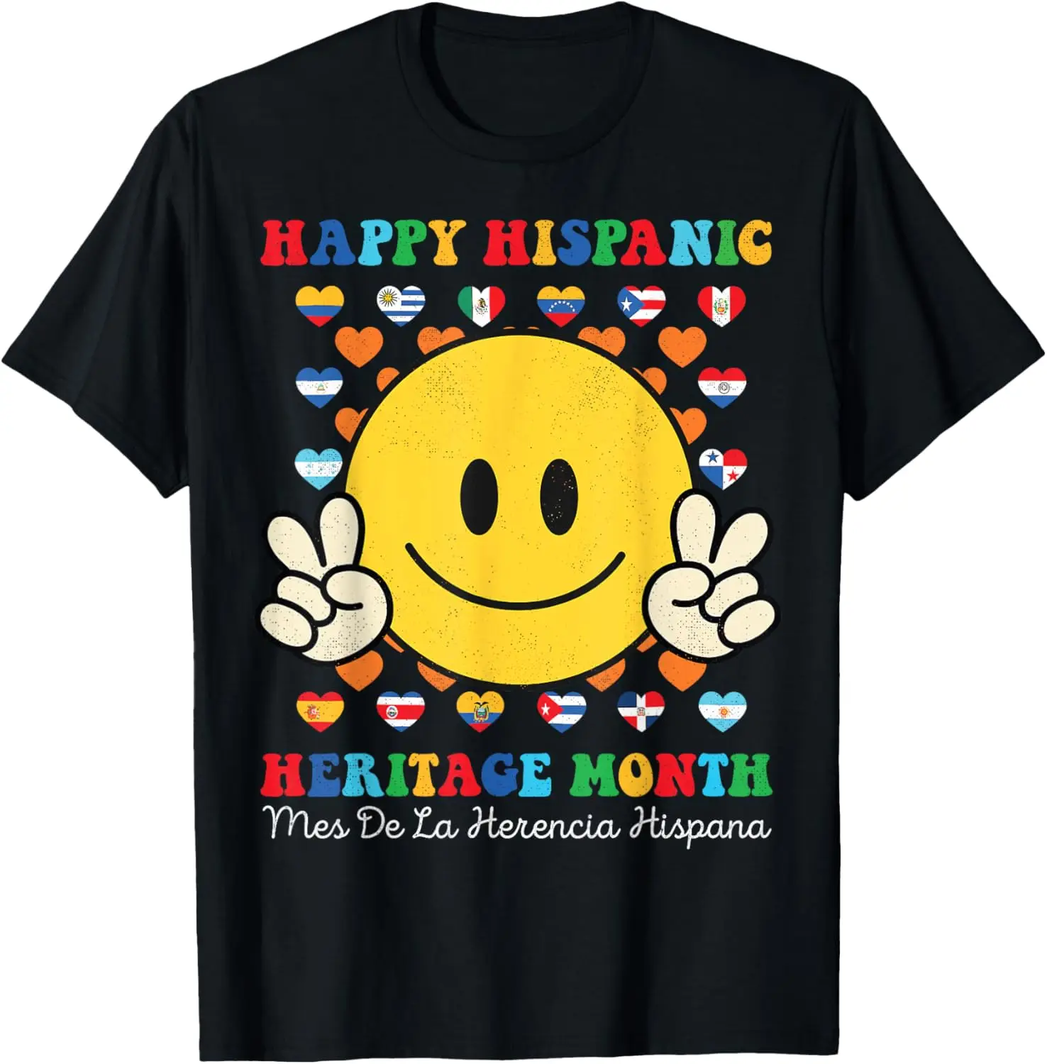 Happy first day of Hispanic Heritage Month Countries Flags T-Shirt