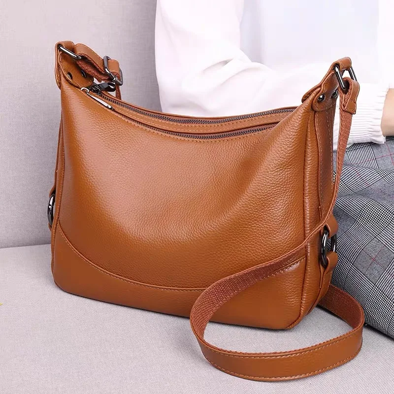 Fashion Women Bag Cowhide Handbag Crossbody Bag Shoulder Bags Luxury Trend  New Zipper Solid ColorHigh Quality Genuine Simple