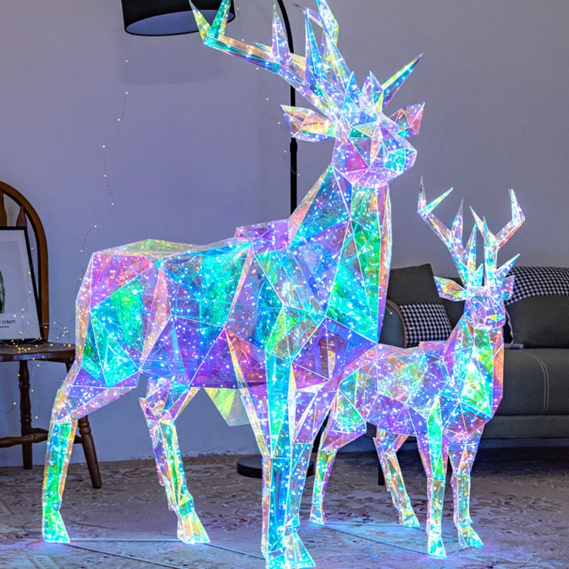 Christmas Symphony Elk Laser Funky Shopping Mall Hotel Window Ornament Beautiful Scene Lighting Prop Decoration Home Decorations