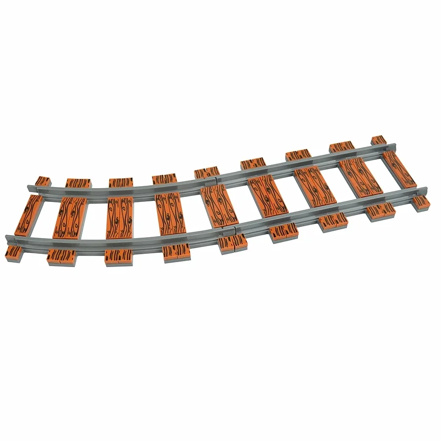 Bouwsteen Model Stad Speelgoed Gladde Bakstenen 1X1 1X4 Houten Textuur Treinen Rail Versieren Recht Gebogen Met Geassembleerde Rails