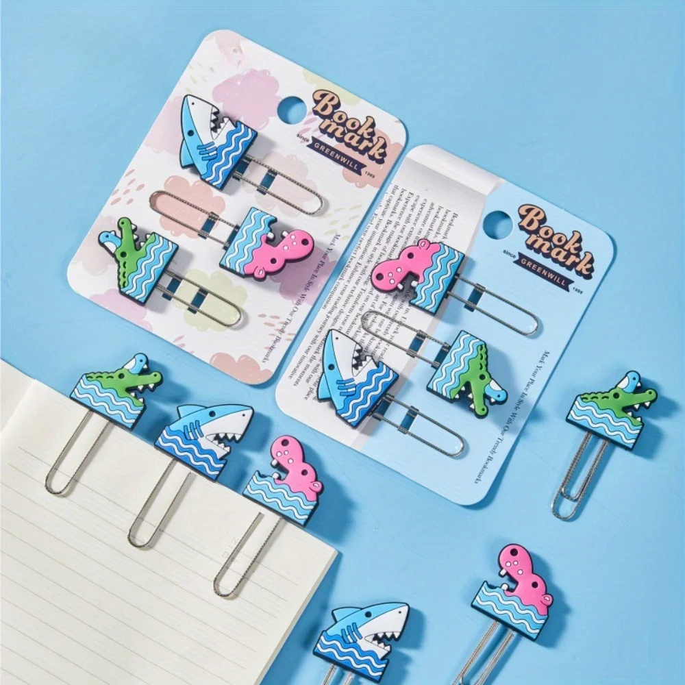 3pcs/set Paperclip Bookmarks Cute Animal Bookmark Student Stationery School Supplies Book Lovers Gifts Textbook Decoration Pins