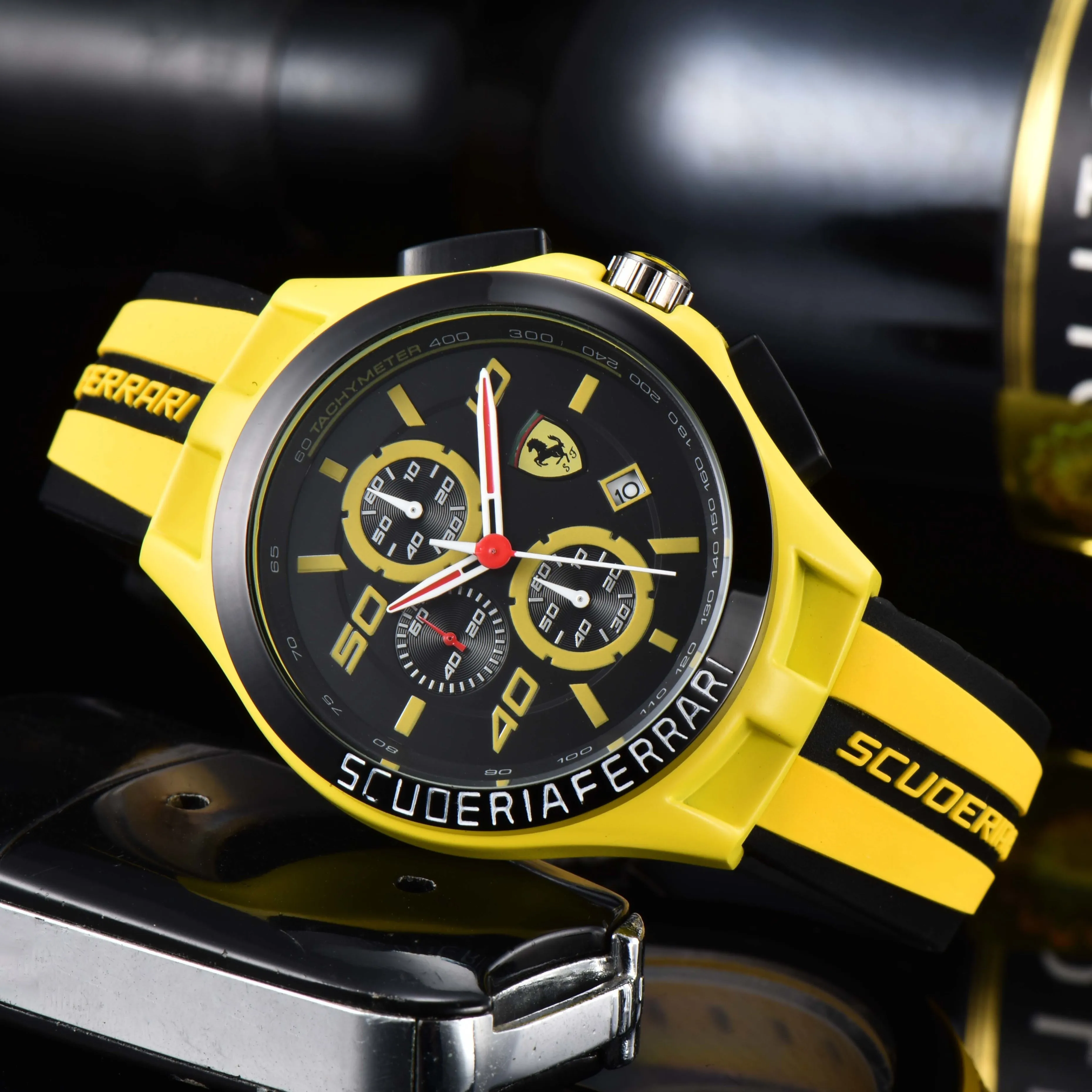 ساعة عصرية للرجال من فيراري سبورتس كاجوال إلكترونية، شاشة رقمية مزدوجة، حزام سيليكون، ساعات مضيئة مقاومة للماء للرجال #1