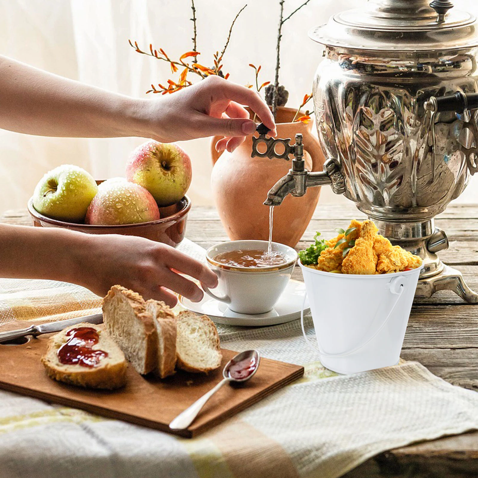 

1pc Thick Iron Party Ice Bucket Portable Smooth Edge Rust-Proof Beer Ice Barrel For Ktv Home Bar Snacks Holder Cooling Wine