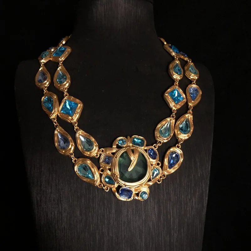 

Новое модное стильное винтажное стеклянное инкрустированное ожерелье, браслет, комплект украшений, изысканные и элегантные женские аксессуары