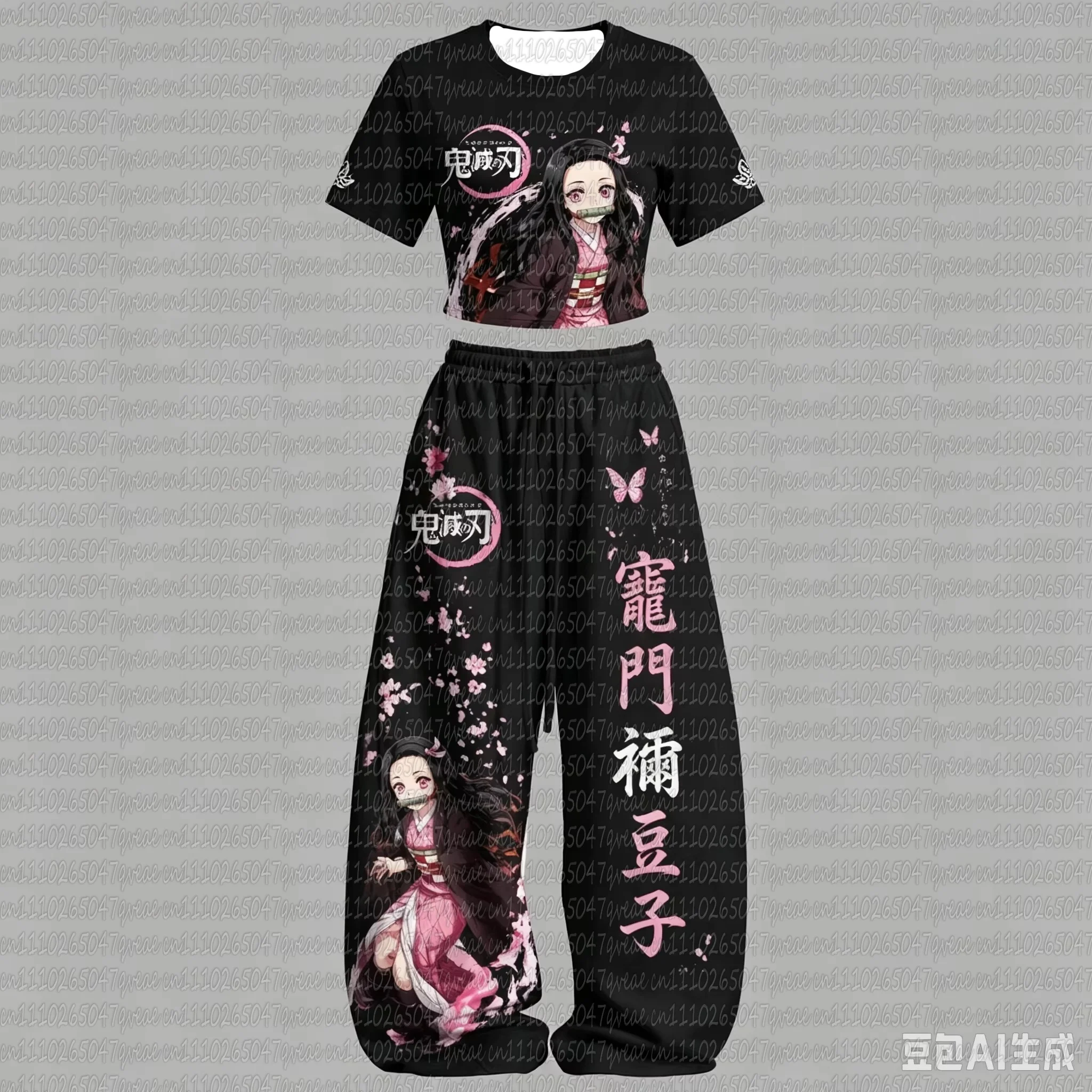 2026 Ghost Slayer Blade Printed Short Sleeve Pants Set Y2K Street Style Casual Sportswear Set Family Matching Clothing