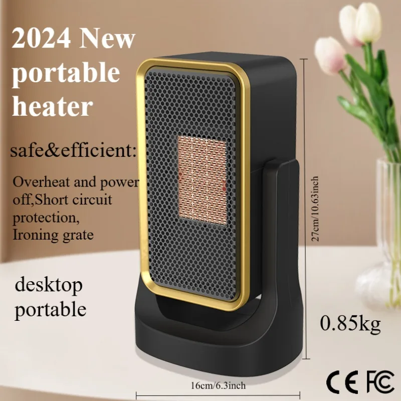 

2024 New Heater Small Desktop Portable Heater Up and Down Shaking PTC Ceramic Hot Air Heater Safe & Practical Winter Essential