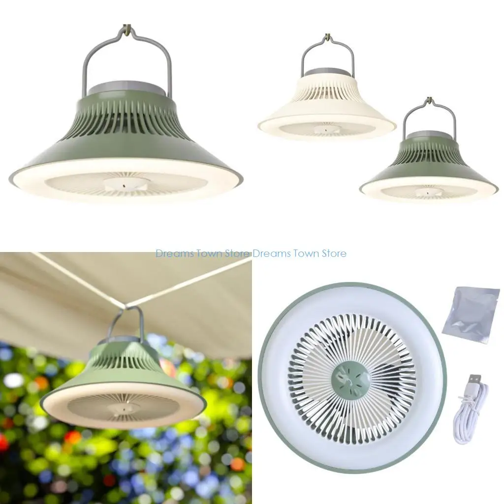 HX6A 2400mAh/5000mAh Camping Fan USB Rechargeable Desktop Portable Circulators Wireless Ceiling Electric Fan LED Lighting