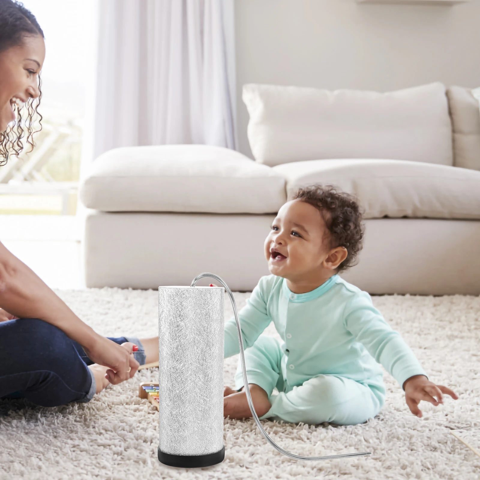 Tambor de trueno, instrumento Musical, superficie lisa plateada, uso largo, enseñanza de música, sensorial, tormenta, juguetes de tambor de primavera, sonido de percusión