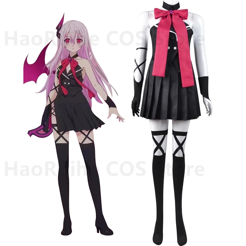 CosplayAnime Engage Kiss Kisara vestido de Cosplay Csotume mujer Sexy negro Tops falda guantes calcetines fiesta Halloween conjunto de ropa