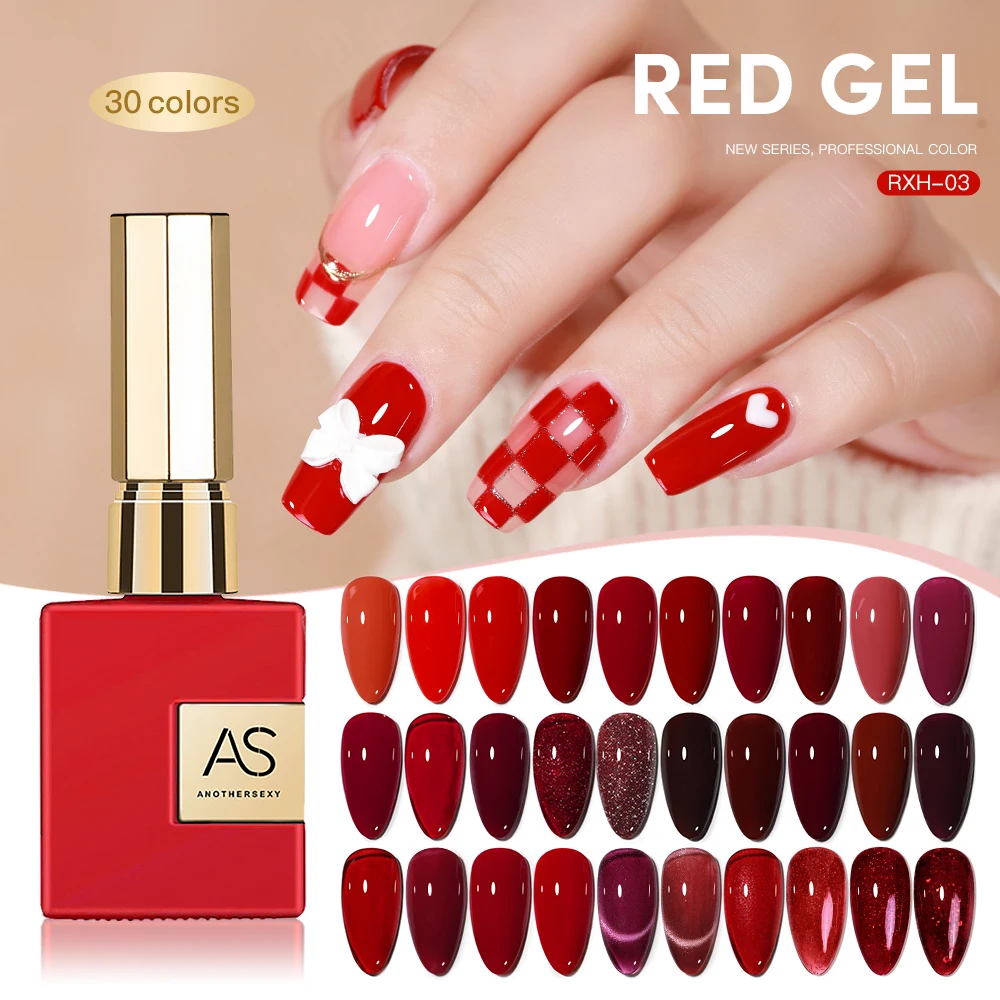 AS 15ml Gel Nail Polish Not Set New Years Semi Permanent Hybrid Black Red Color Gel Polish Valentine's Nail Art Enamels Varnish