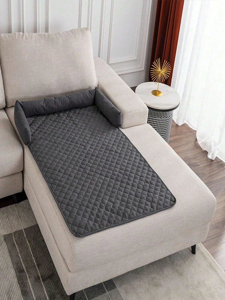 80*120cm Dog Sofa Bed Cushion Pet Soft Lounger Plaid Mat Pad Kennel L Shaped Couch Cover For Small Large Dogs Sleeping Washable