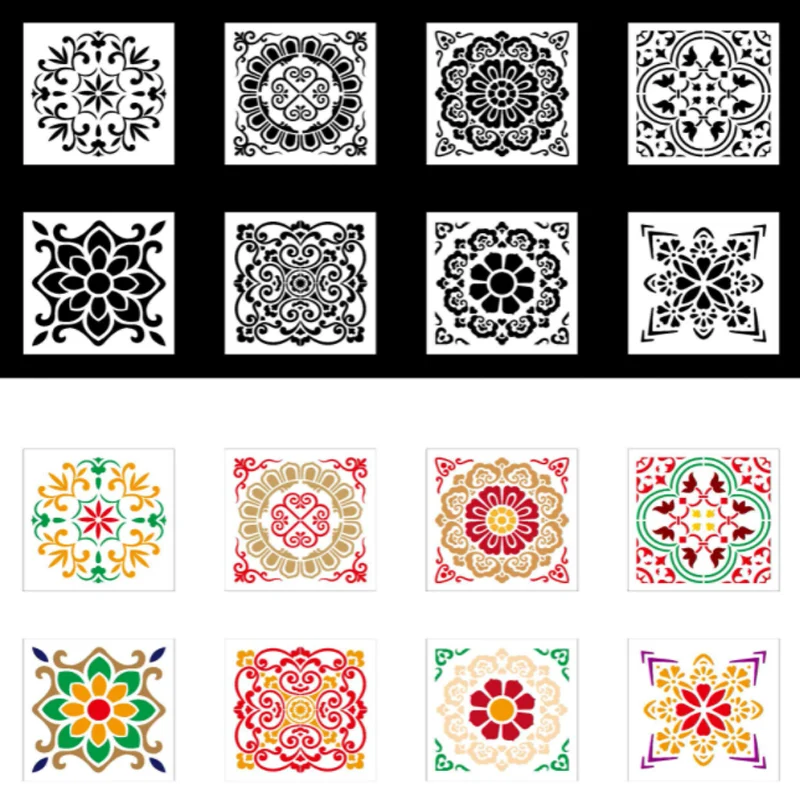 Ceramic Tile Flower Mandala Stencil DIY Wall Layering Scrapbook Embossing Painting Template Decoration Crafts Template Reusable