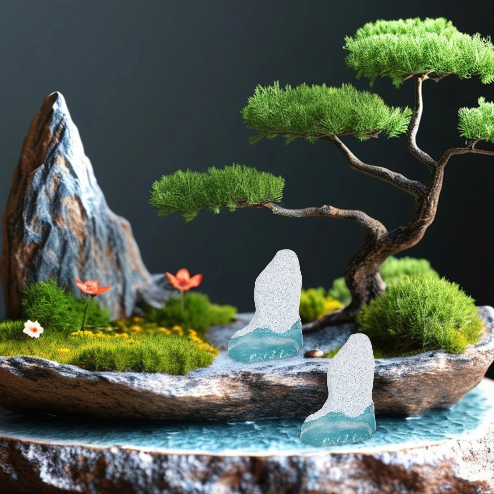 4 pezzi Mini Iceberg Resina Tema artico Ornamento Micro Paesaggio Decor Piccole statue polari per la casa Acquario Scrivania Giardino