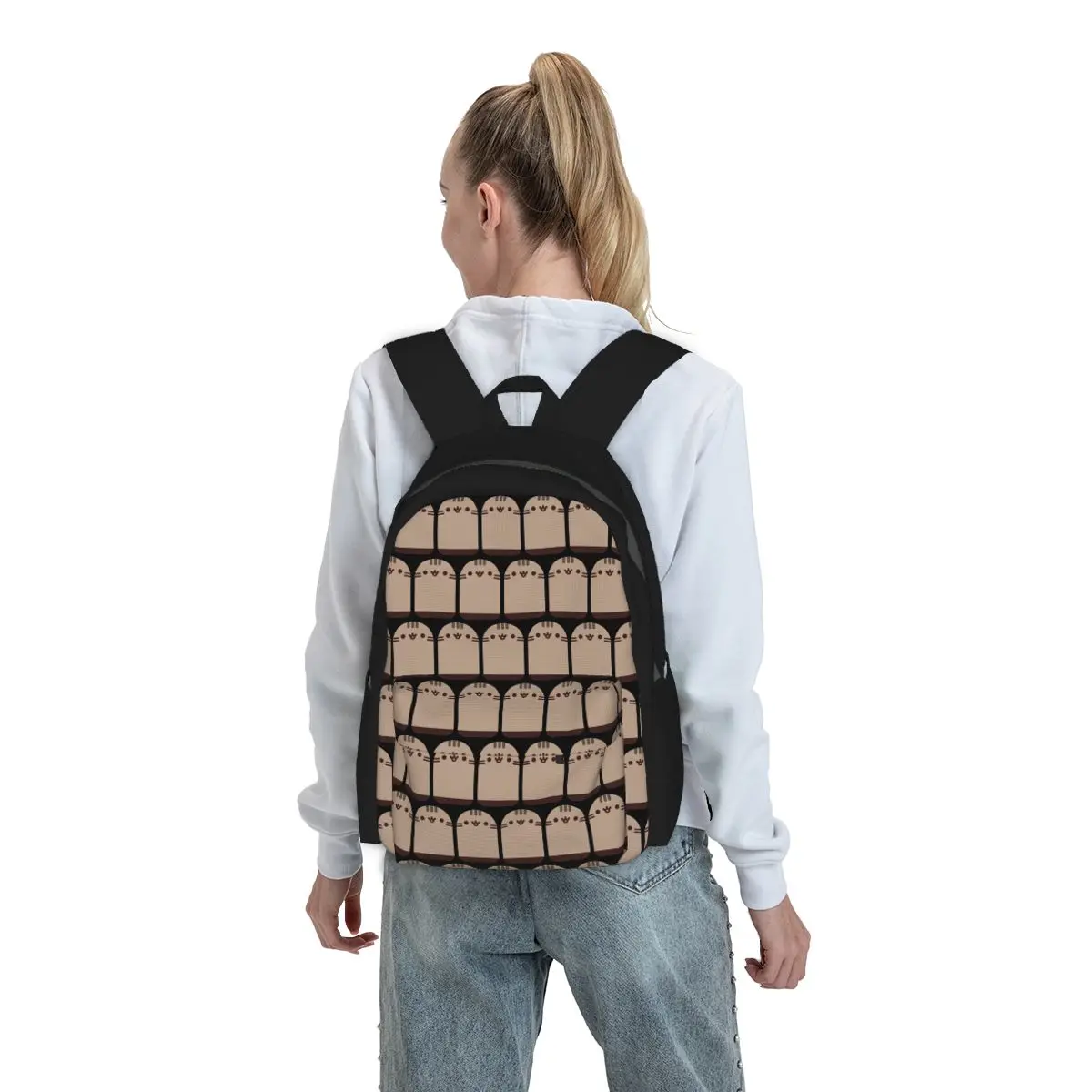

Cute Cat Face Backpack Student BookBag Kids School Bag Laptop Shoulder Bags for Men Women