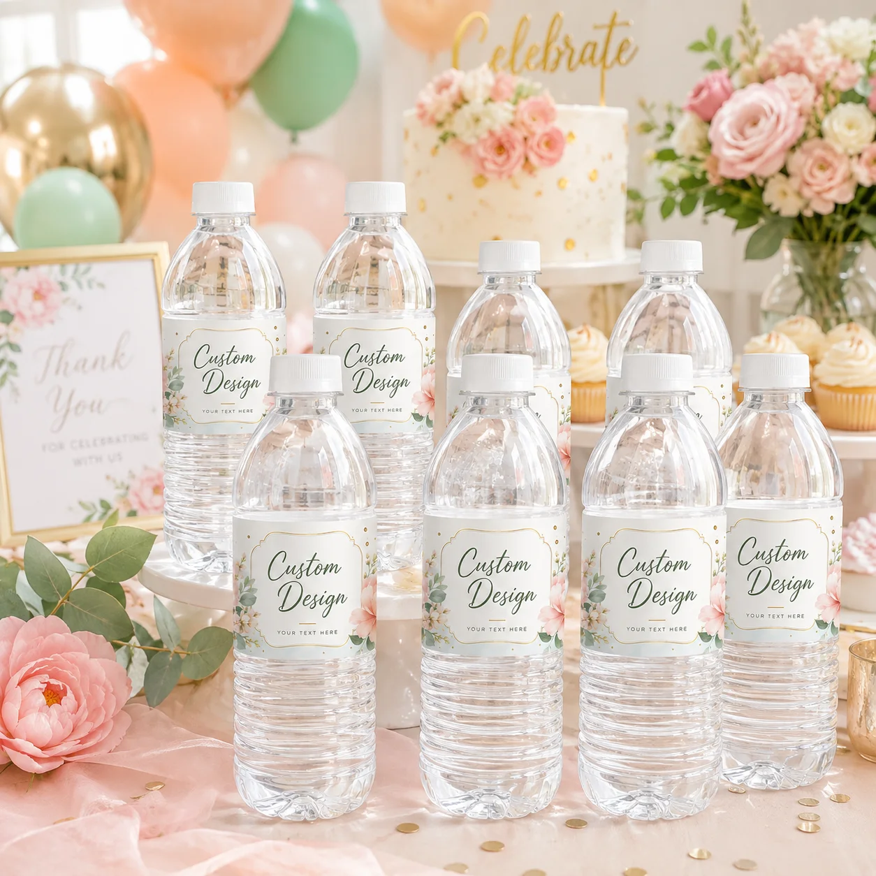 Custom Water Bottle Labels PP Personalized Stickers For Wedding Birthday Party Baby Shower Anniversary Name Date Decoration Use view 3