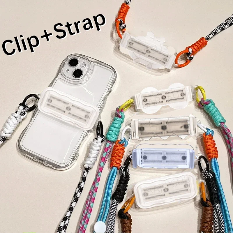 Universal DIY Mobile Phone Back Clip Bracket Detachable Straps Messenger Bag Chain Anti Lost Lanyard for iPhone Samsung Mi Clips