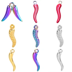 10PCS/lot Stainless Steel Chili Pepper Charms Horn Pendants Red Pepper DIY Earrings Jewelry Making Necklace Findings Wholesale