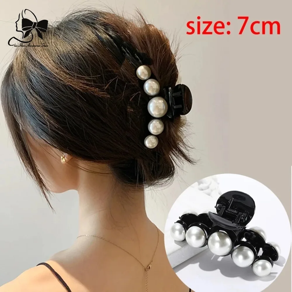 Fashion Pearl Hair Claws Clips Non Slip Elegant Acrylic Hair Clips for Women Makeup Medium Small Barrette Crab Elegant