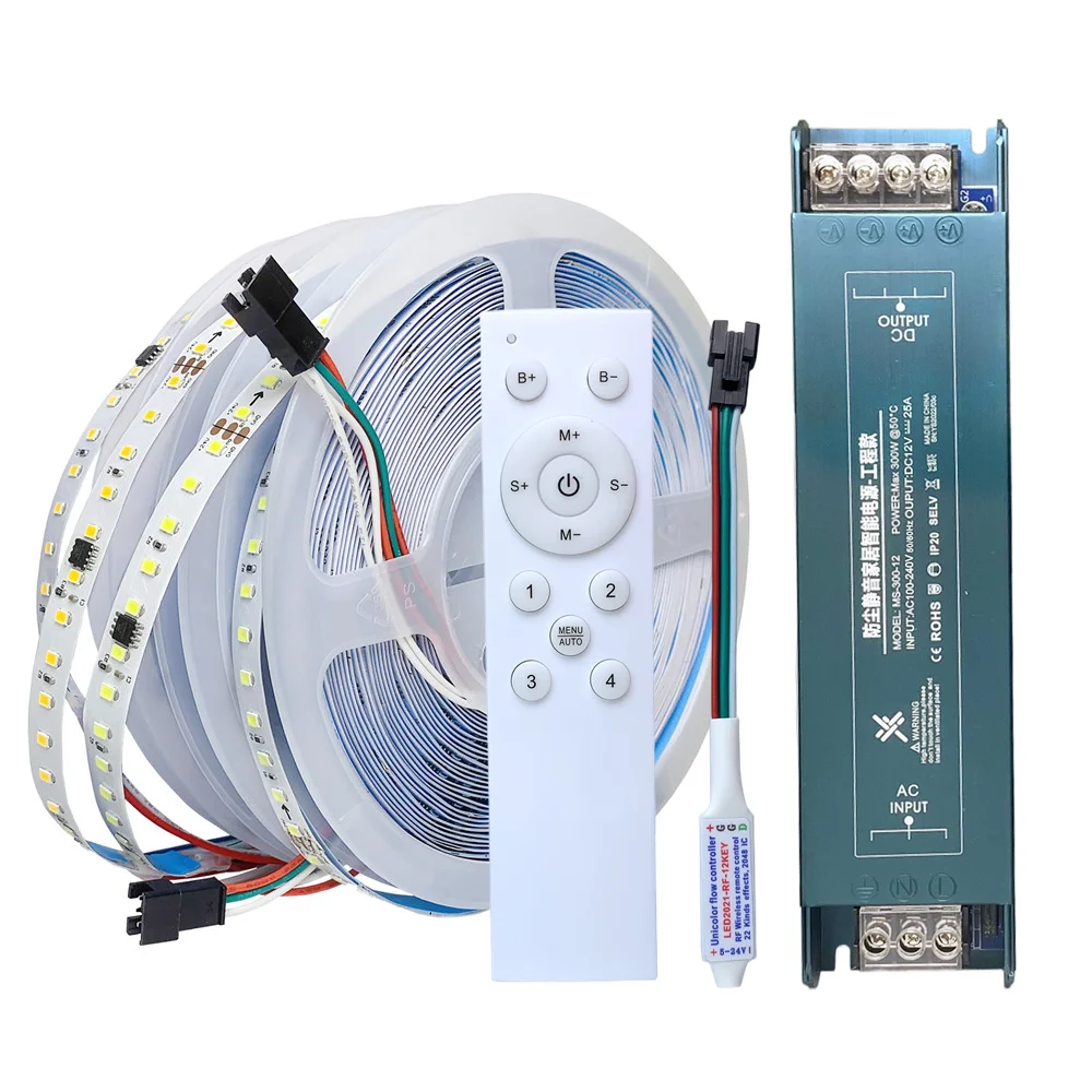 DC24V Chasing Light WS2811 Horse Race LED Strip 120Leds/m Running Water Flowing Light With Remote/Panel Controller 24V Power 10m