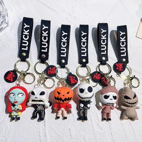 Christmas Eve Fright Night Doll Keychain Pvc Keychain Halloween Cute Personality Skeleton Jack Backpack Keychain Gifts