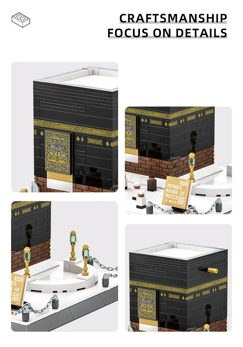 Creativity World Famous Architecture Mecca Mosque Kaaba Model Building Blocks City Construction Assembly Bricks Toys Kids Gifts