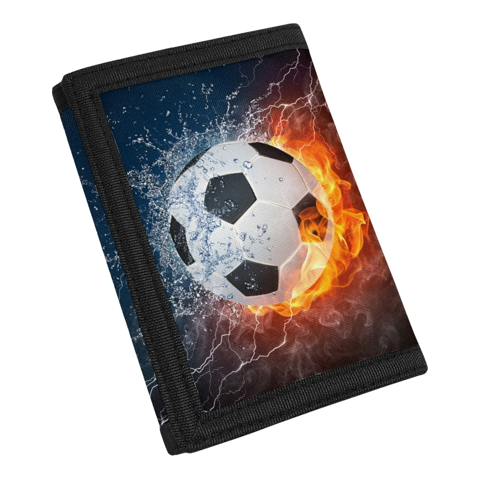 Soccer Football Print Kids Wallet For Boys Girls Ages 4-18 Youth Wallets With Zipper Coin Pocket Card Holders For Children Gifts