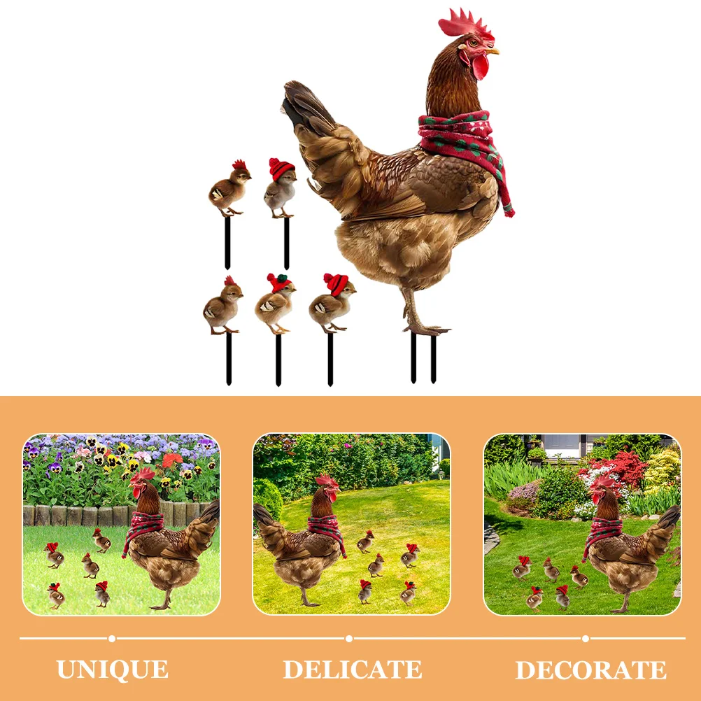

1Set Garden Decoration Chicken Metal Stake for Lawn Yard Garden Stakes Art Outdoor Decorative Adornment Insert
