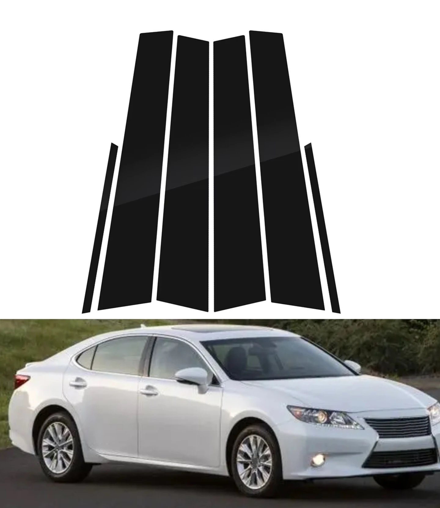 

Glossy Black Pillar Post Fit For Lexus ES 300h XV60 AVV60 2013-2018 Door Window Trim Cover Decal Sticker Exterior Car Accessorie