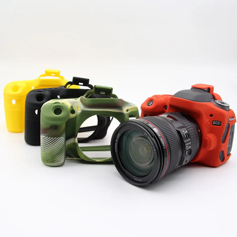 Capa protetora de corpo de câmera de borracha de silicone macio 80D para Canon EOS 80D Capa protetora de bolsa de câmera