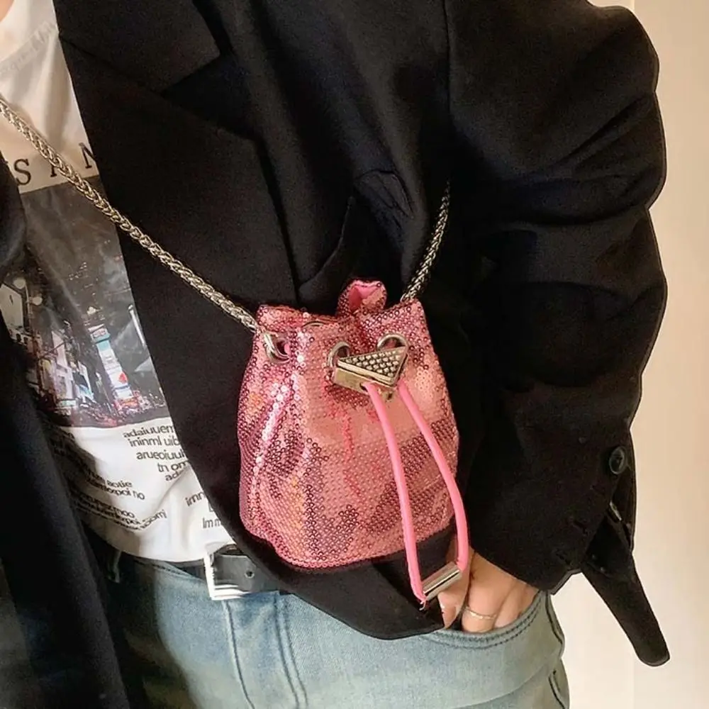 

Shoulder Pouch Rhinestone Glitter Bucket Bag Sequin Mini Mobile Phone Bag Crossbody Bag Square Coin Purse Girls