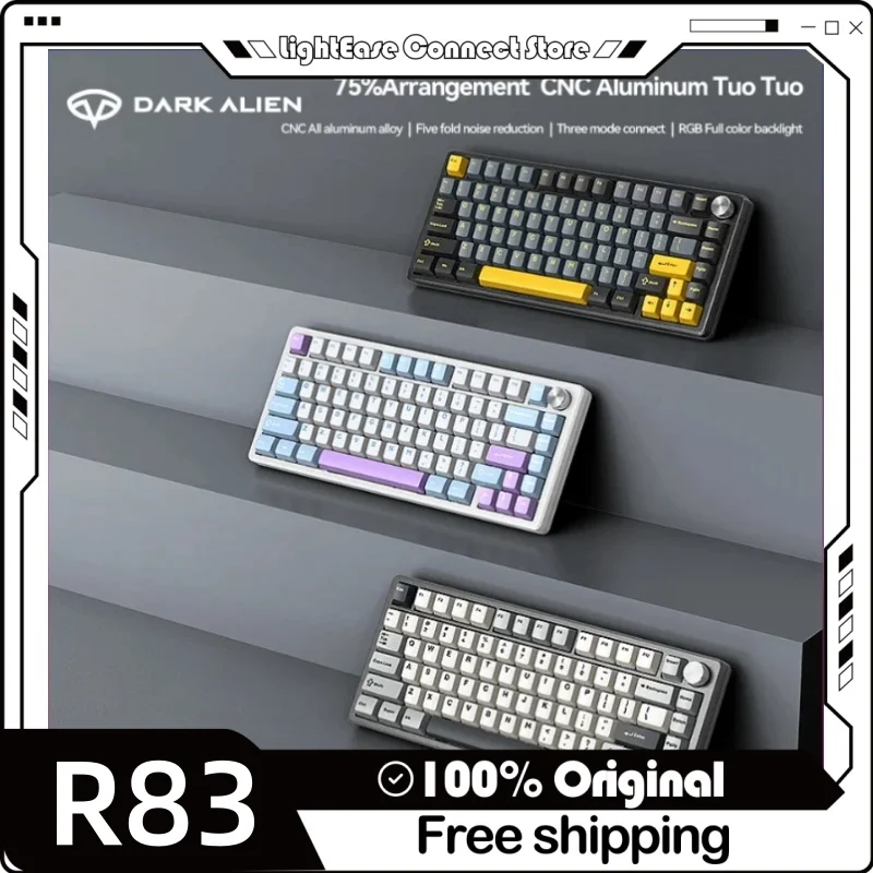 

R83 Aluminumtuotuo Cnc Tri-Mode Mechanical Keyboard 81key Bluetooth Gaskegt Structure Original Height Silencing E-Sports Game