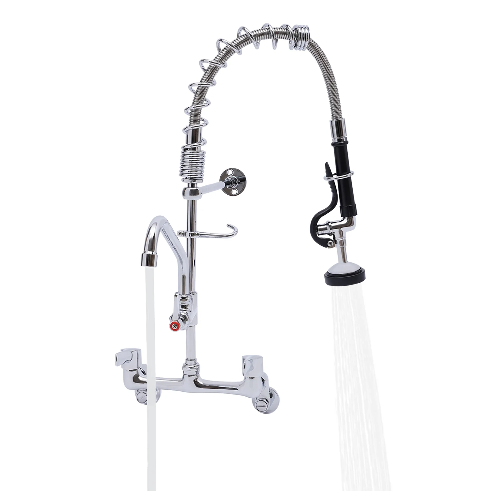 25inch 360 Rotatable Commercial Kitchen Faucet Wall Mount High Pressure and Dual Temperature Control