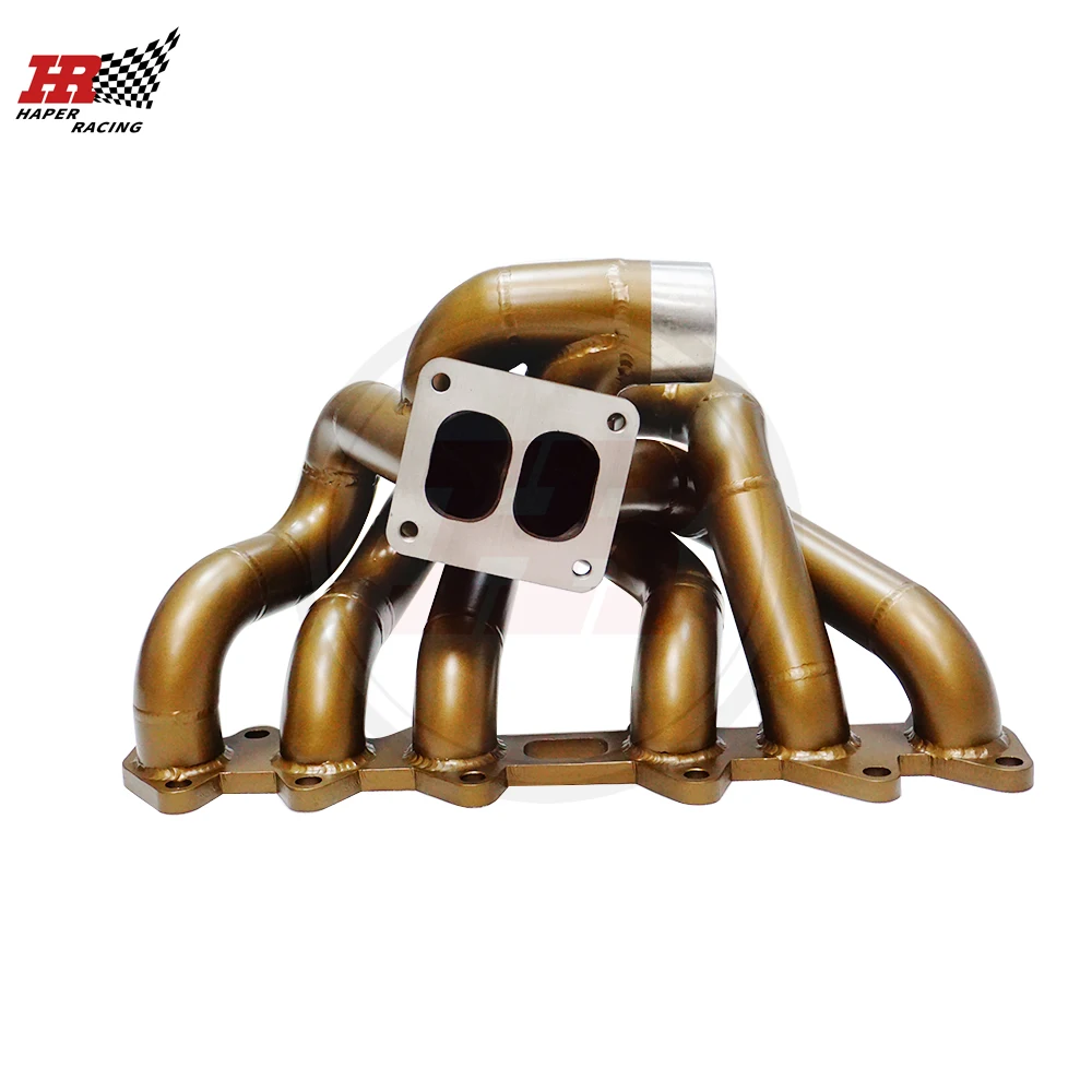 

HAPER RACING Ceramic Coating SS304 3mm steam pipe 2JZ-GTE 2jzget T4 Twin Scroll Billet Equal Length Turbo Manifold
