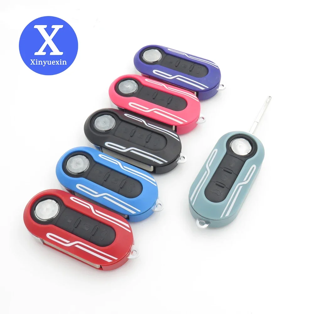 Xinyuexin-Coque de clé de voiture pliable à rabat de remplacement, couverture de clé vierge, coque à motif de document, 3 boutons, compatible avec