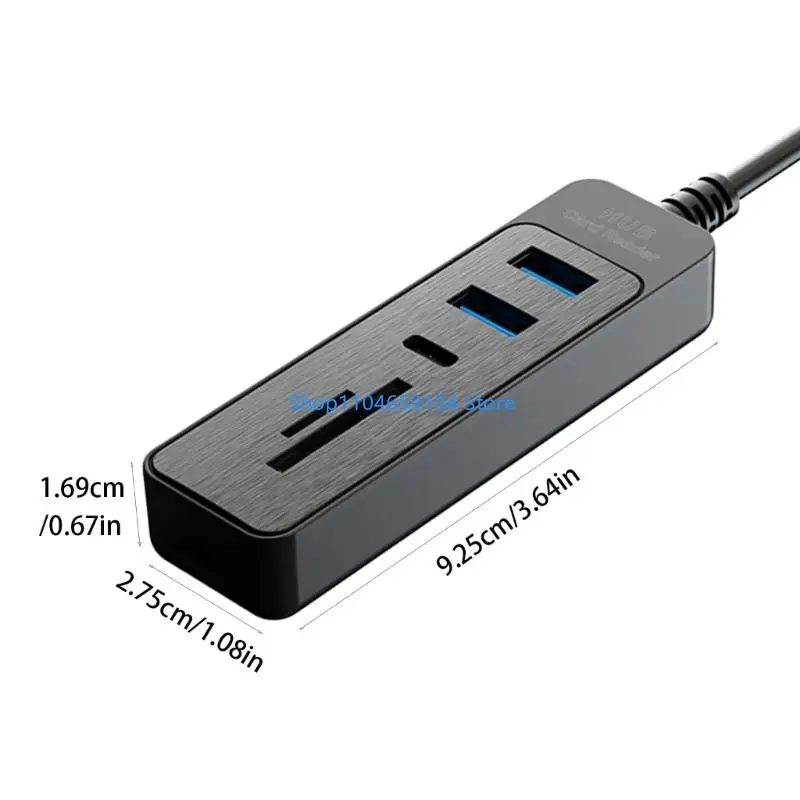 Compactly 5 In 1 USB Splitter For Simultaneous Data Transfer Through 3 Port And Double Storage Card Slots