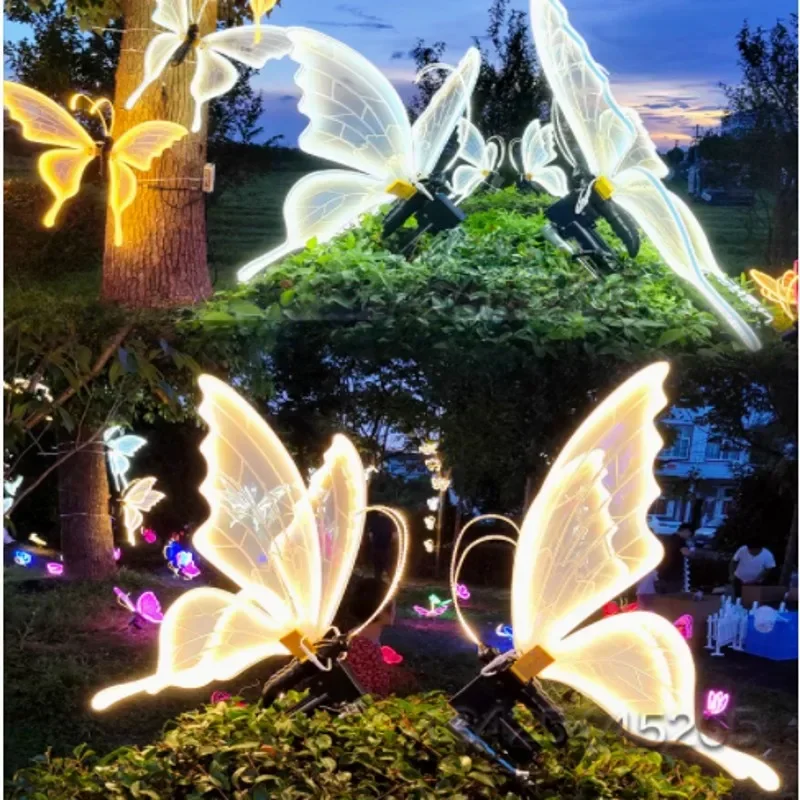 Wedding Backdrop Decoration Open and Closed LED Luminous Butterfly Wall Hanging Ceiling Stage Hotel Road Lead LED Light Props