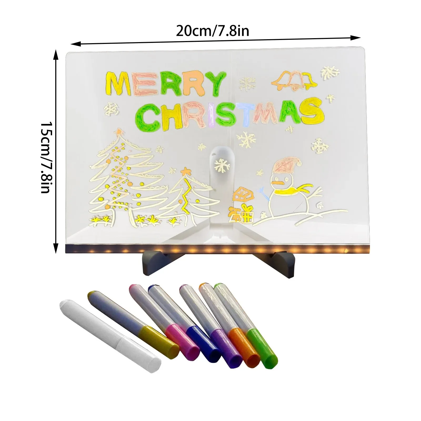 Children's Handmade Erasable Painted Acrylic Doodle Diy Notepad Message Board Led Glass Painting Night Light decoração para casa